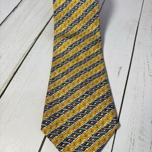 Hermes Men’s Tie Vintage 100% Silk ~ 7770 FA Made In France Blue Gold 3.5” X 58”
